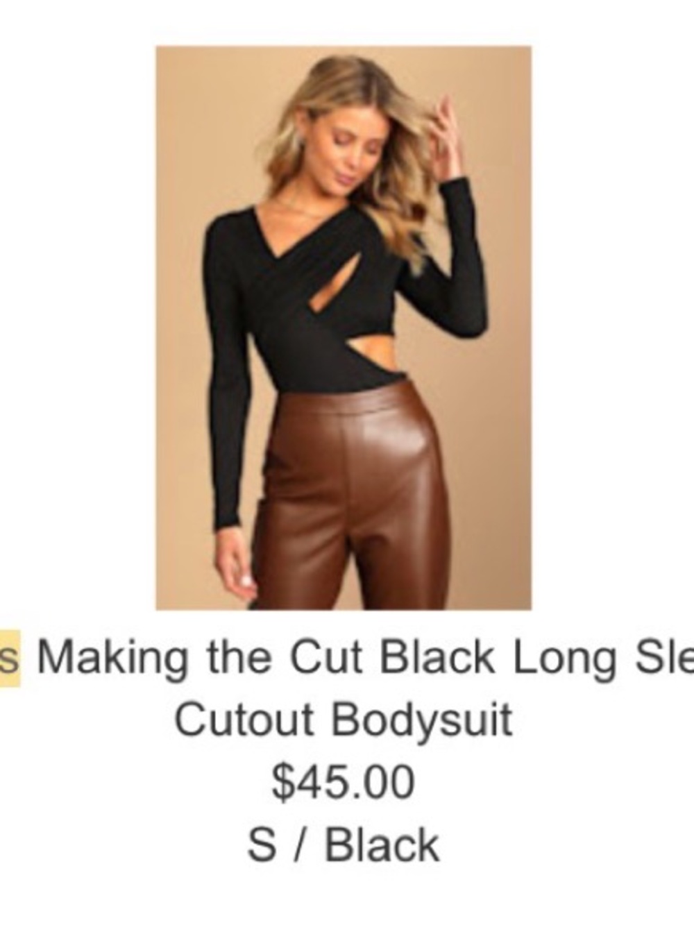 Lulu's Black Long-Sleeve Cutout Bodysuit